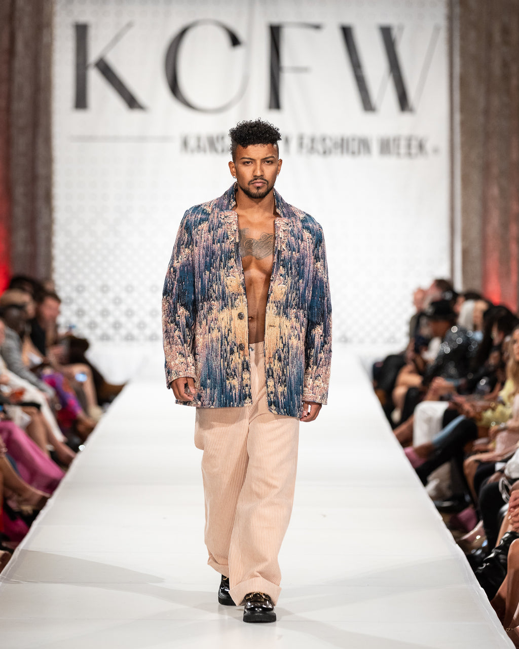 "ORCHID TESSERACT" FLAT LAPEL COAT